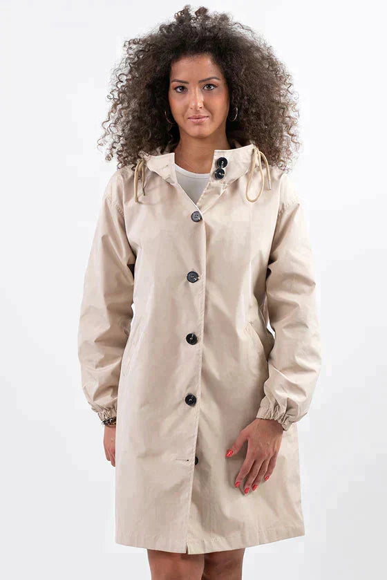 Zeitlose Lange Regenjacke mit Kapuze für Damen