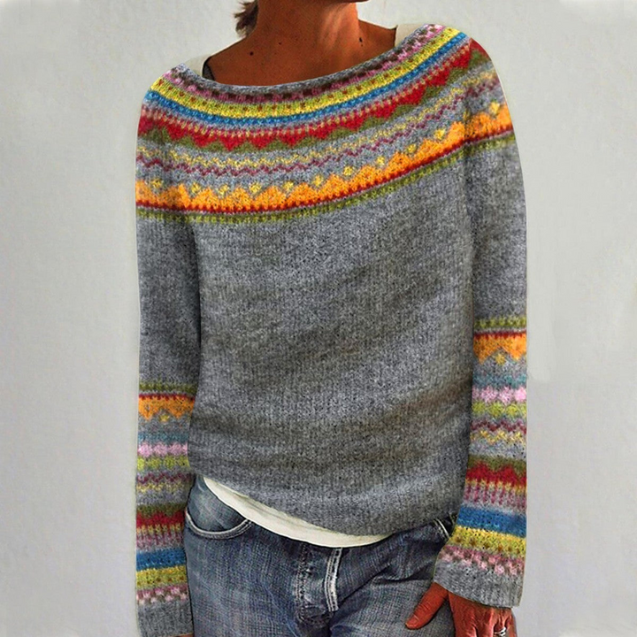 Gemütlicher Gestreifter Pullover mit Rundhals für Damen