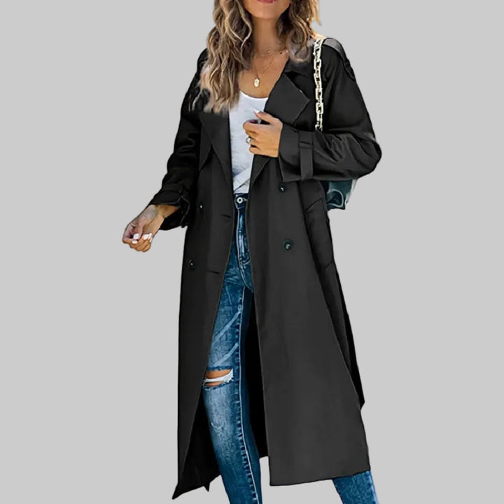 Eleganter Langer Trenchcoat mit Gürtel für Damen