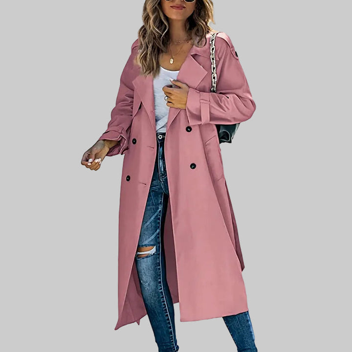 Eleganter Langer Trenchcoat mit Gürtel für Damen