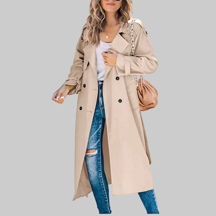 Eleganter Langer Trenchcoat mit Gürtel für Damen