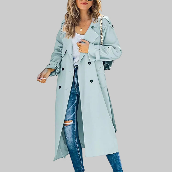 Eleganter Langer Trenchcoat mit Gürtel für Damen
