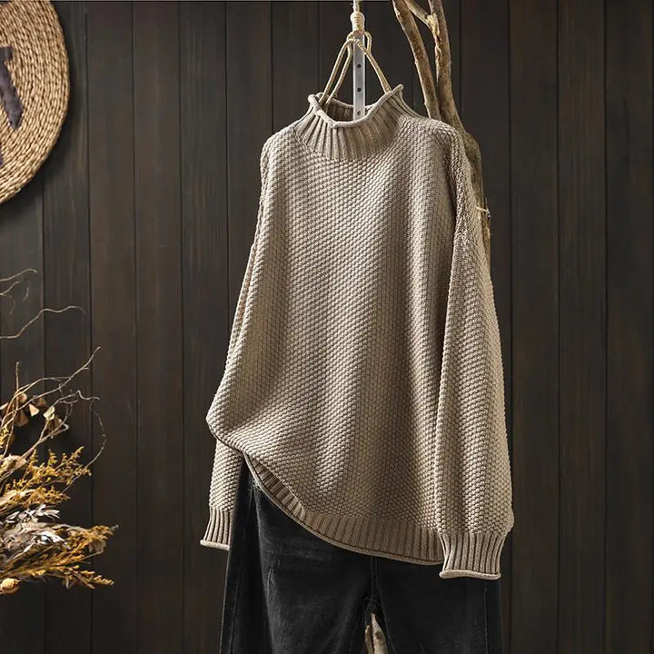 Gemütlicher Strickpullover mit Hohem Kragen für Damen
