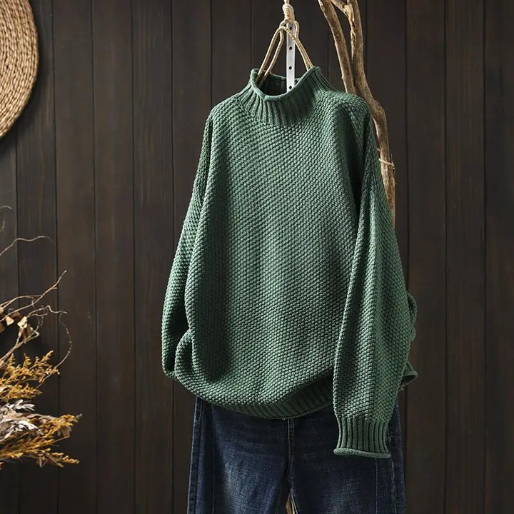 Gemütlicher Strickpullover mit Hohem Kragen für Damen