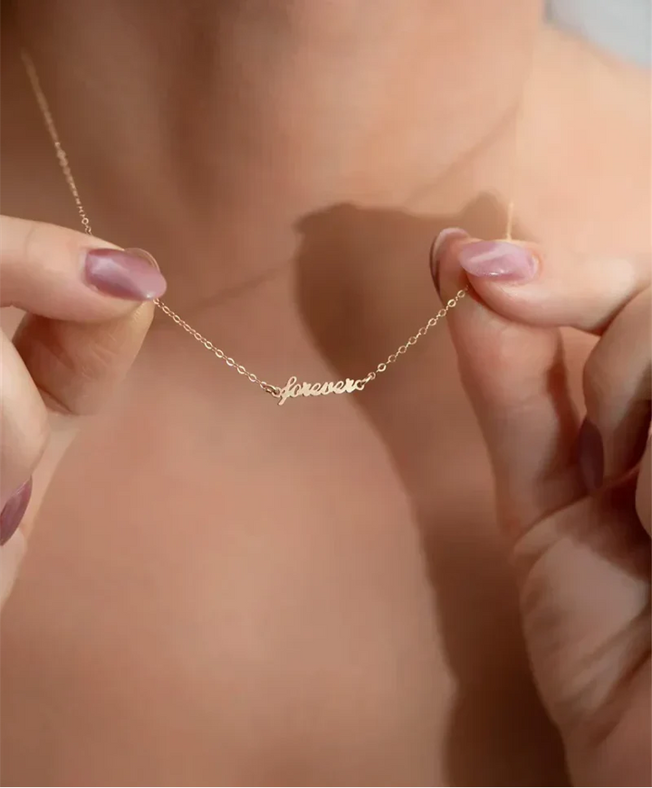 Goldfarbene Für-Immer-Liebe Halskette