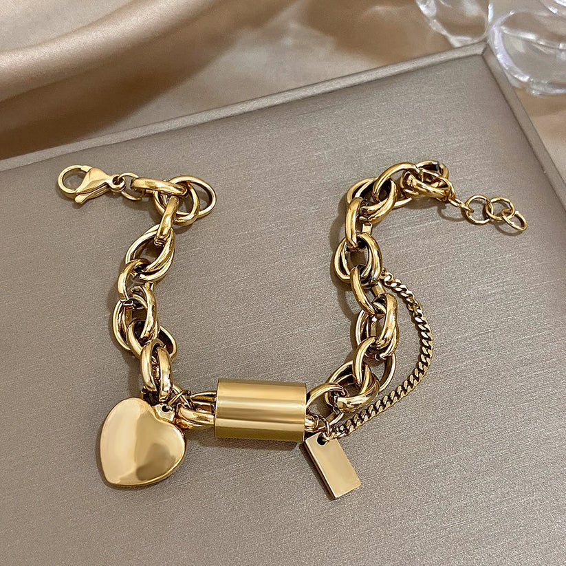 Gefestigtes Massives Armband | Goldfarben