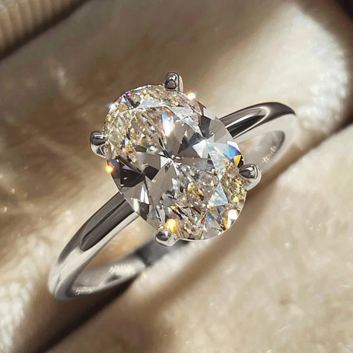 Eleganter Ovaler Kristall Versprechensring