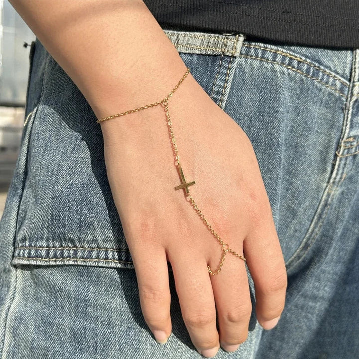 Goldfarbenes Kreuz Handarmband