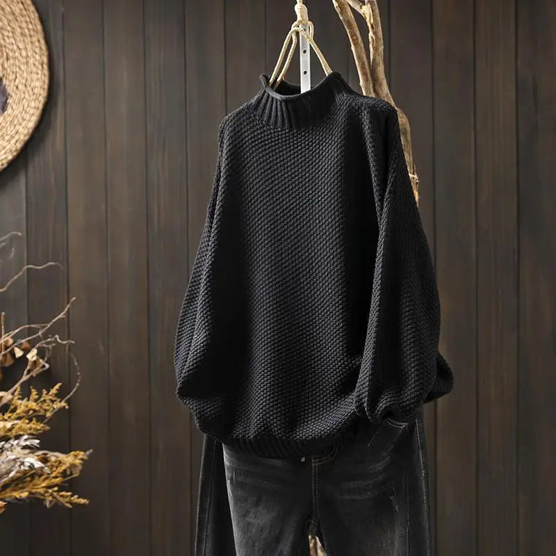 Gemütlicher Strickpullover mit Hohem Kragen für Damen