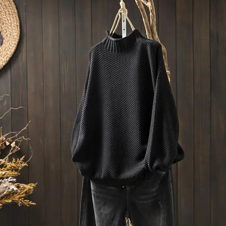 Gemütlicher Strickpullover mit Hohem Kragen für Damen