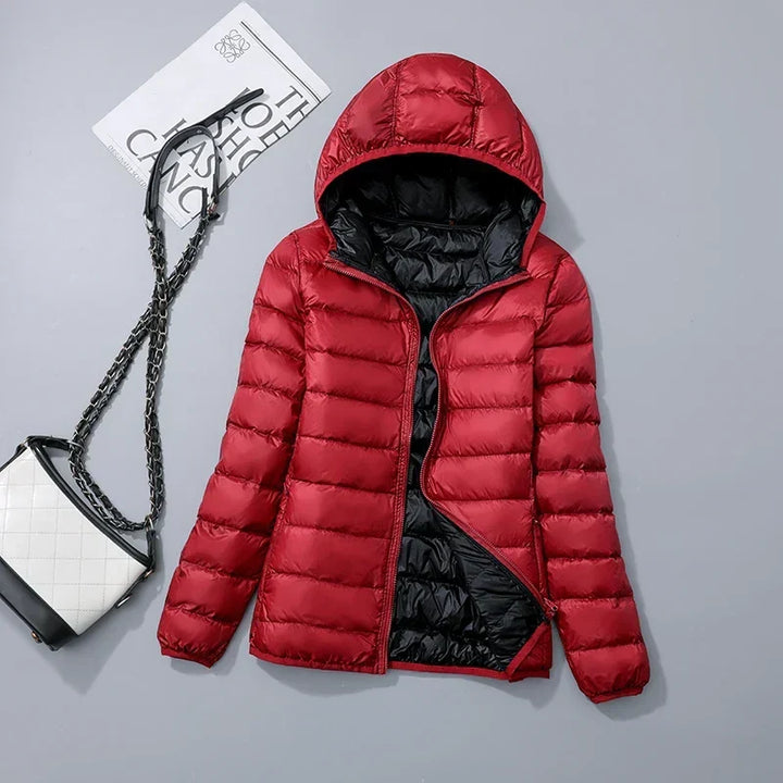 Warme Leichte Daunenjacke mit Kapuze für Damen