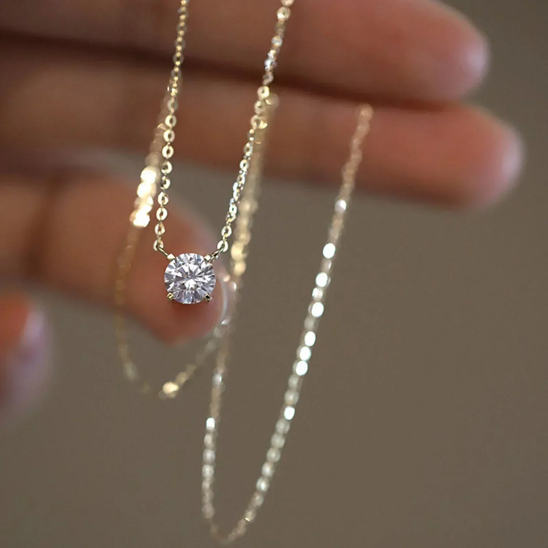 Silberfarben 18K Goldfarbene Zirkonia Halskette