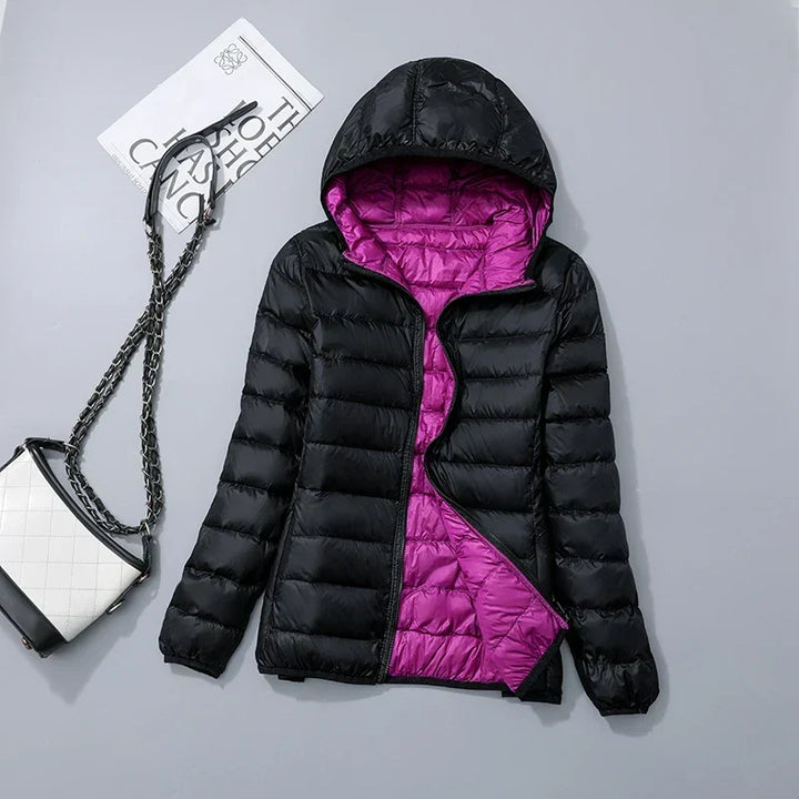 Warme Leichte Daunenjacke mit Kapuze für Damen