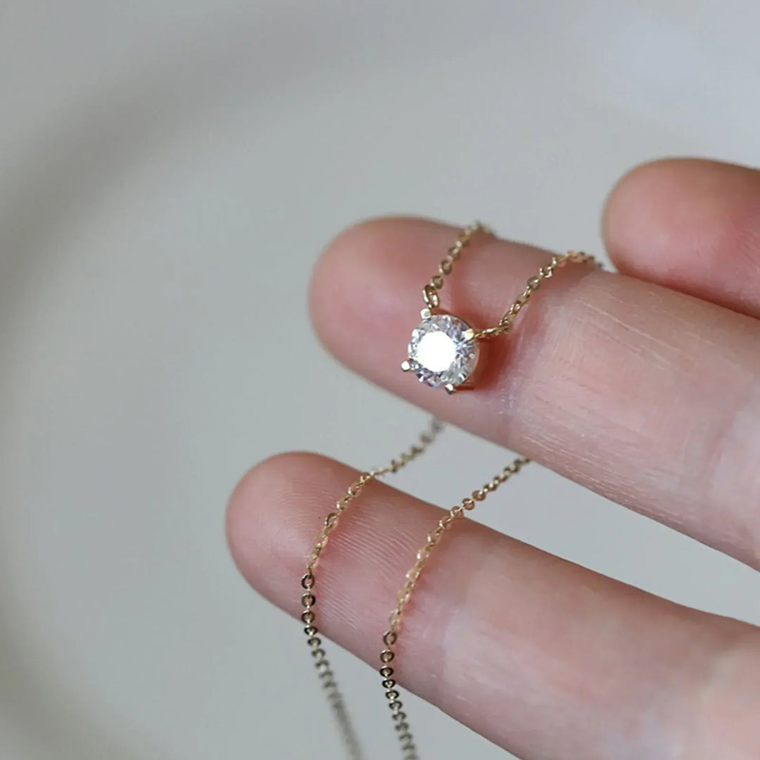 Silberfarben 18K Goldfarbene Zirkonia Halskette