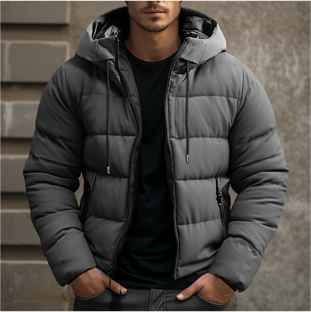 Warme Steppjacke mit Kapuze für Herren