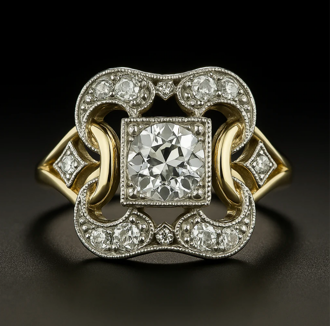 Vintage Zirkonia Goldfarbener Ring