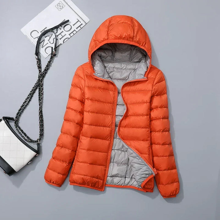 Warme Leichte Daunenjacke mit Kapuze für Damen