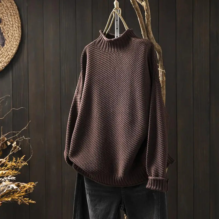 Gemütlicher Strickpullover mit Hohem Kragen für Damen