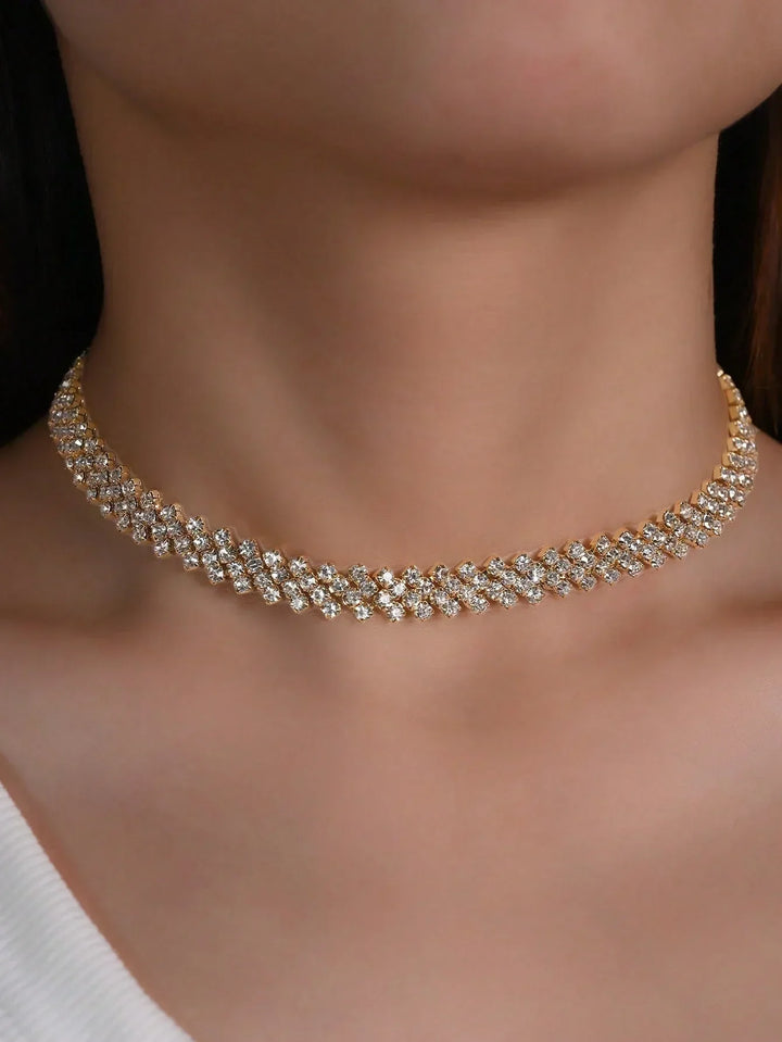 Elegante Strass Kragen Halskette
