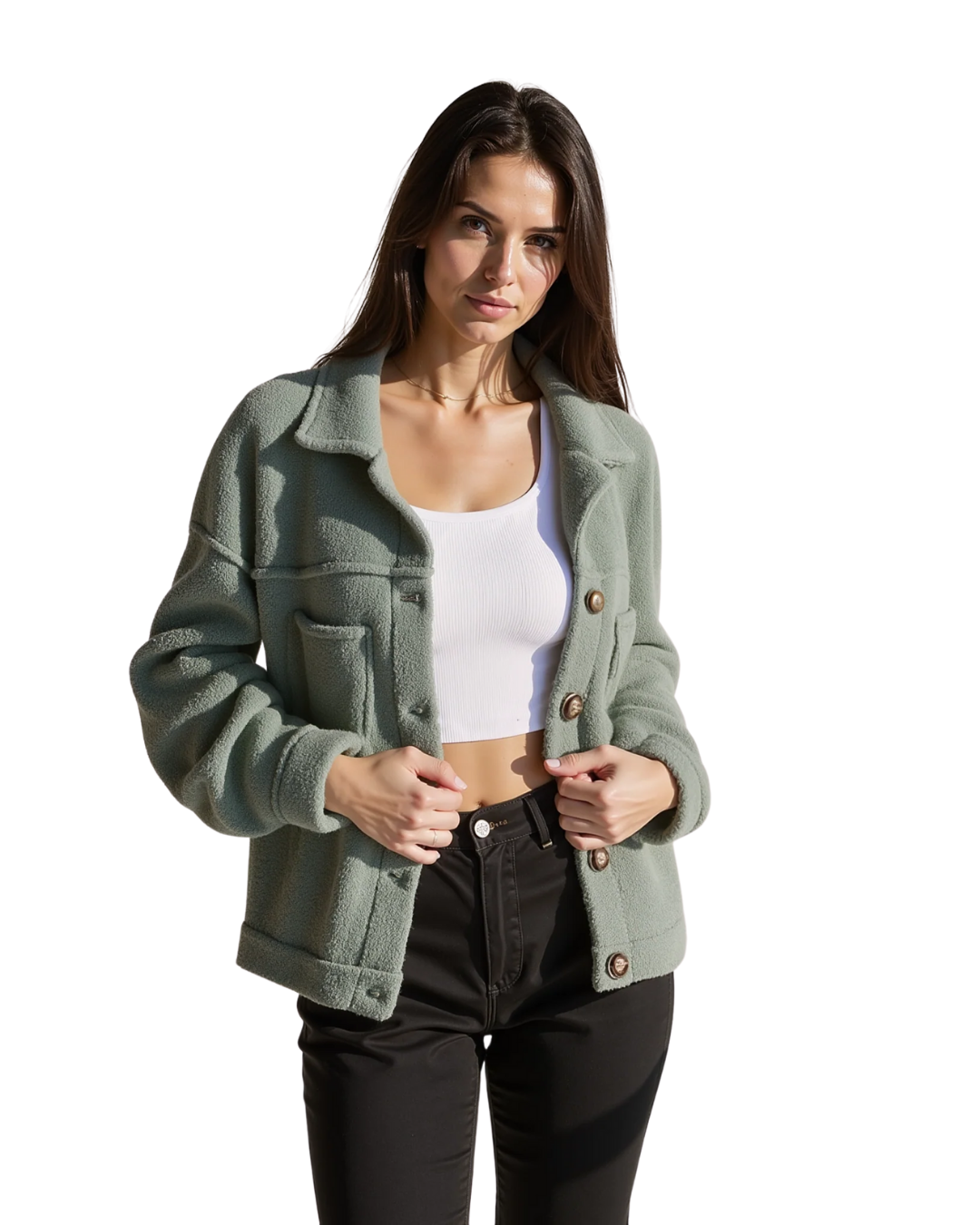 Gemütliche Teddy Fleecejacke mit Knöpfen für Damen