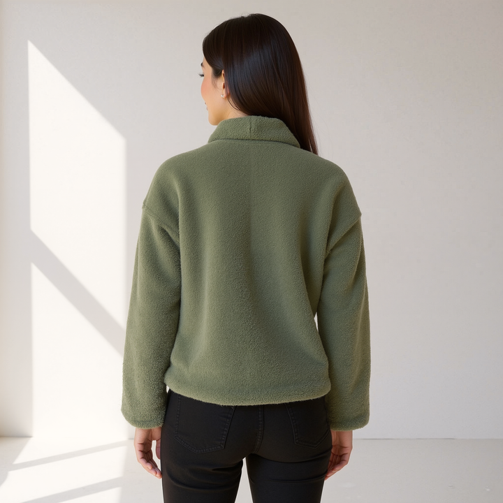 Gemütliche Teddy Fleecejacke mit Knöpfen für Damen