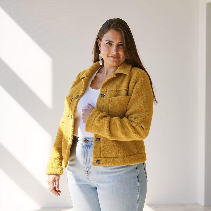Gemütliche Teddy Fleecejacke mit Knöpfen für Damen