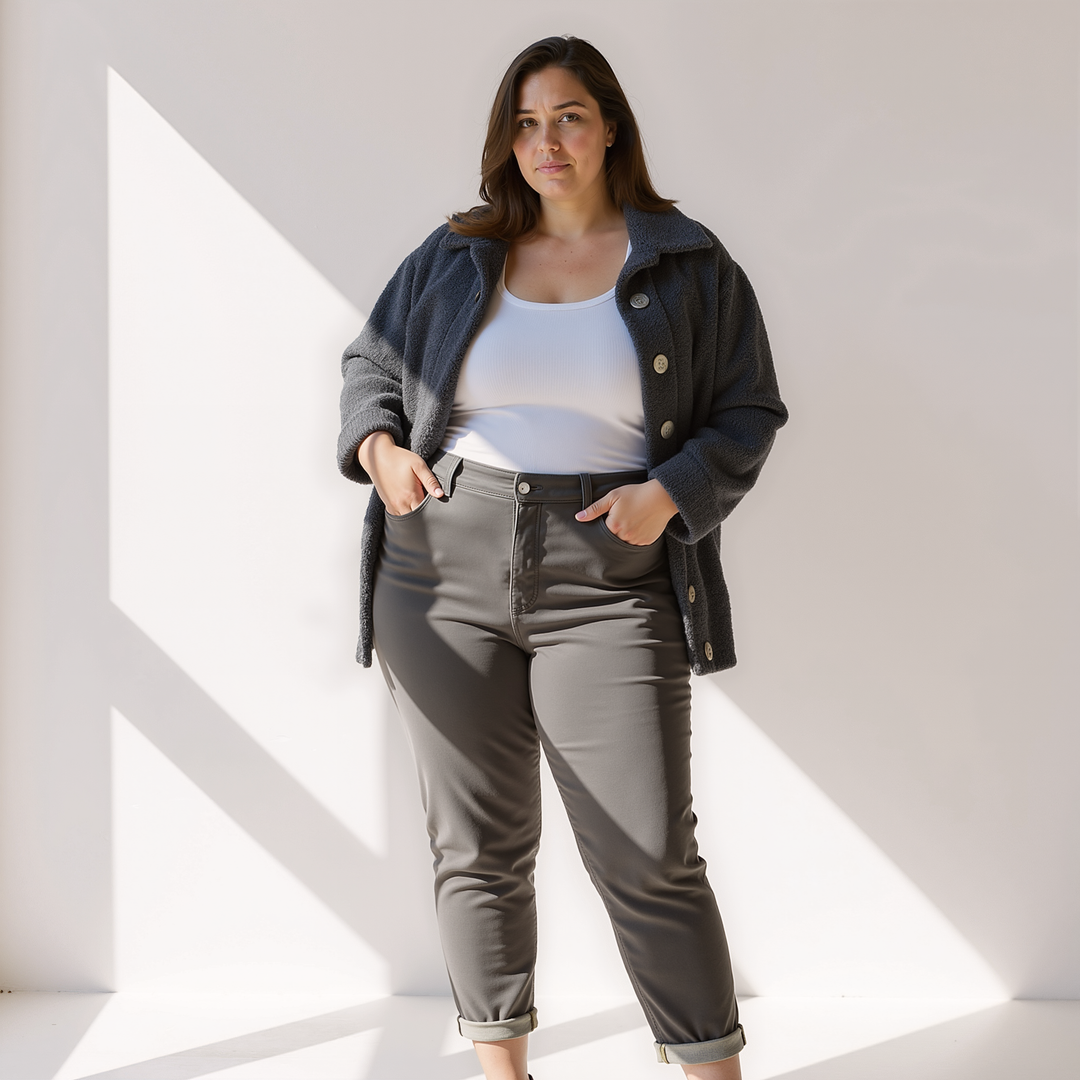 Gemütliche Teddy Fleecejacke mit Knöpfen für Damen