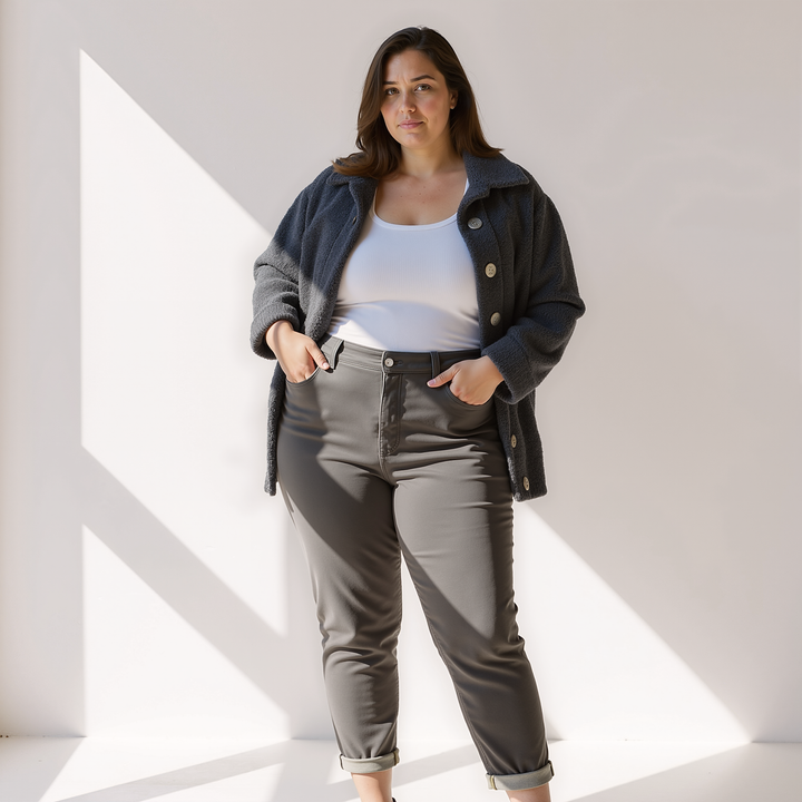 Gemütliche Teddy Fleecejacke mit Knöpfen für Damen