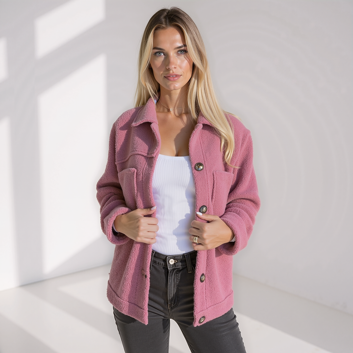 Gemütliche Teddy Fleecejacke mit Knöpfen für Damen