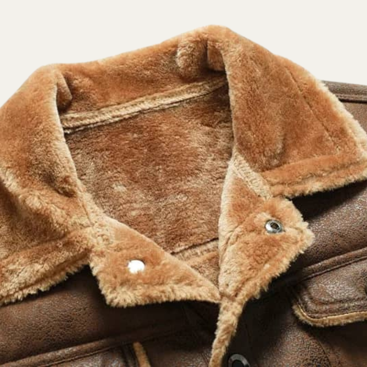 Warme Lederjacke mit Kunstfell für Herren