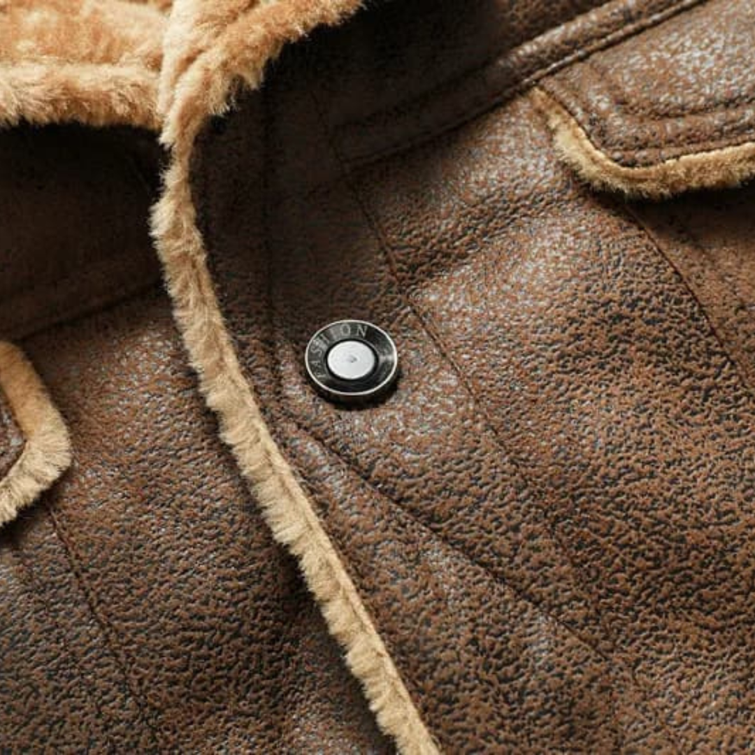 Warme Lederjacke mit Kunstfell für Herren