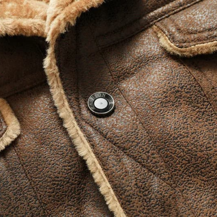 Warme Lederjacke mit Kunstfell für Herren