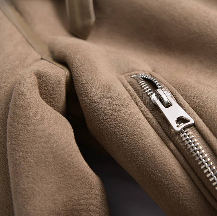 Warme Gefütterte Lederjacke aus Wildleder für Damen