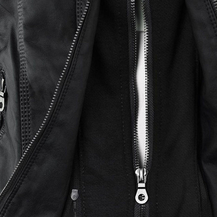 Elegante Lederjacke mit Kapuze für Damen