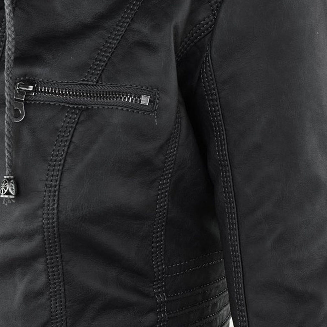 Elegante Lederjacke mit Kapuze für Damen