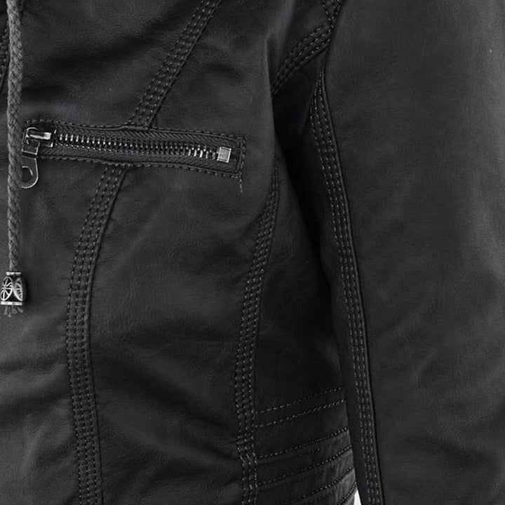 Elegante Lederjacke mit Kapuze für Damen