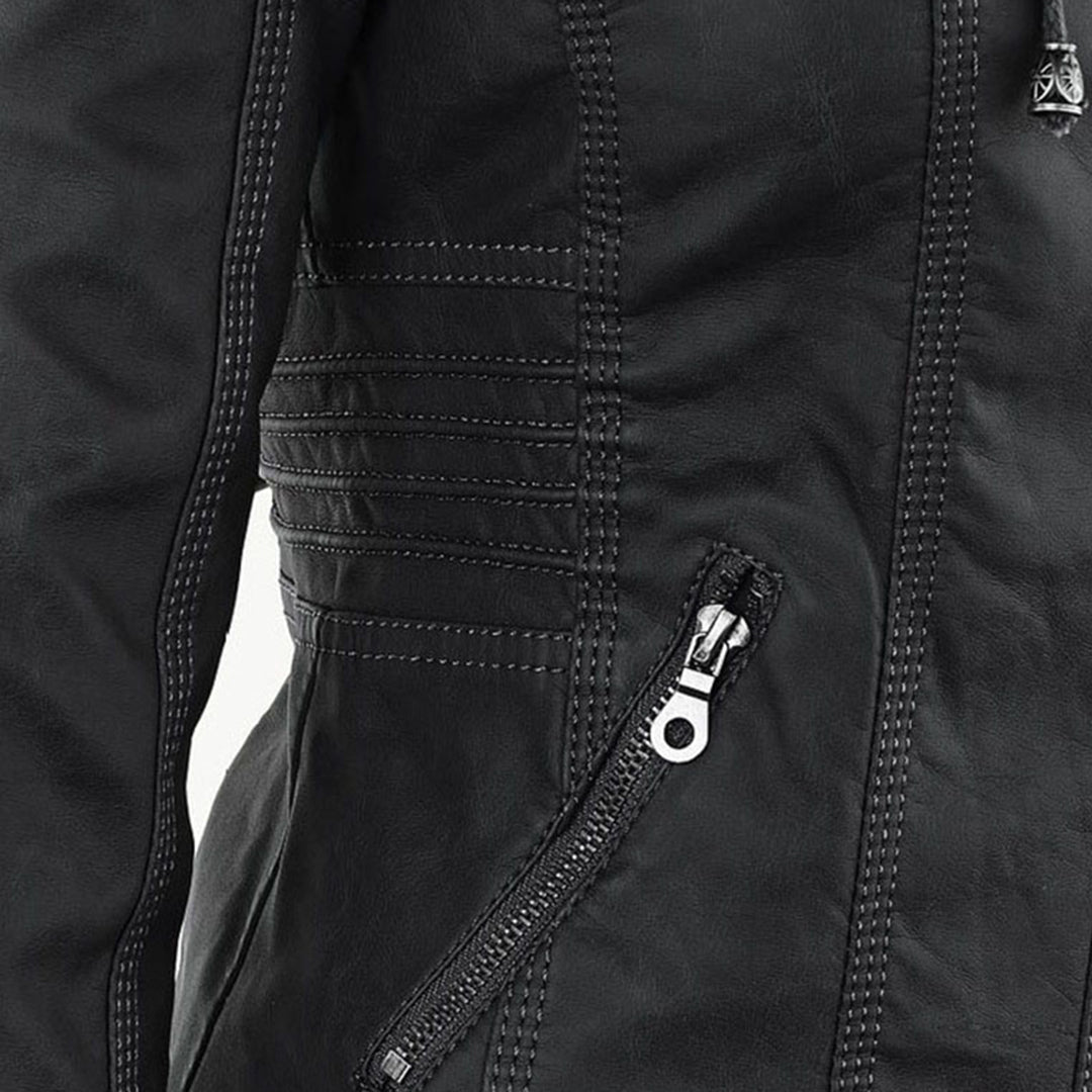Elegante Lederjacke mit Kapuze für Damen