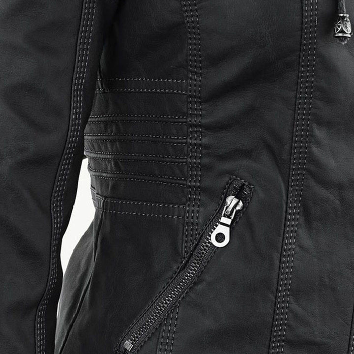 Elegante Lederjacke mit Kapuze für Damen