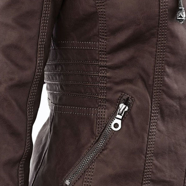 Elegante Lederjacke mit Kapuze für Damen