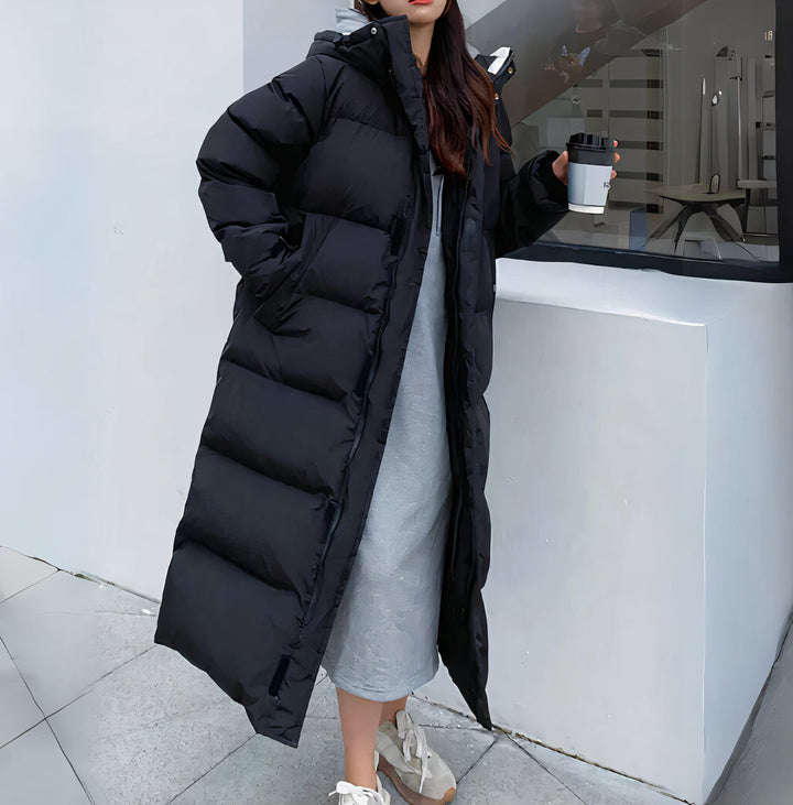 Warme Lange Winter Daunenjacke mit Kapuze für Damen