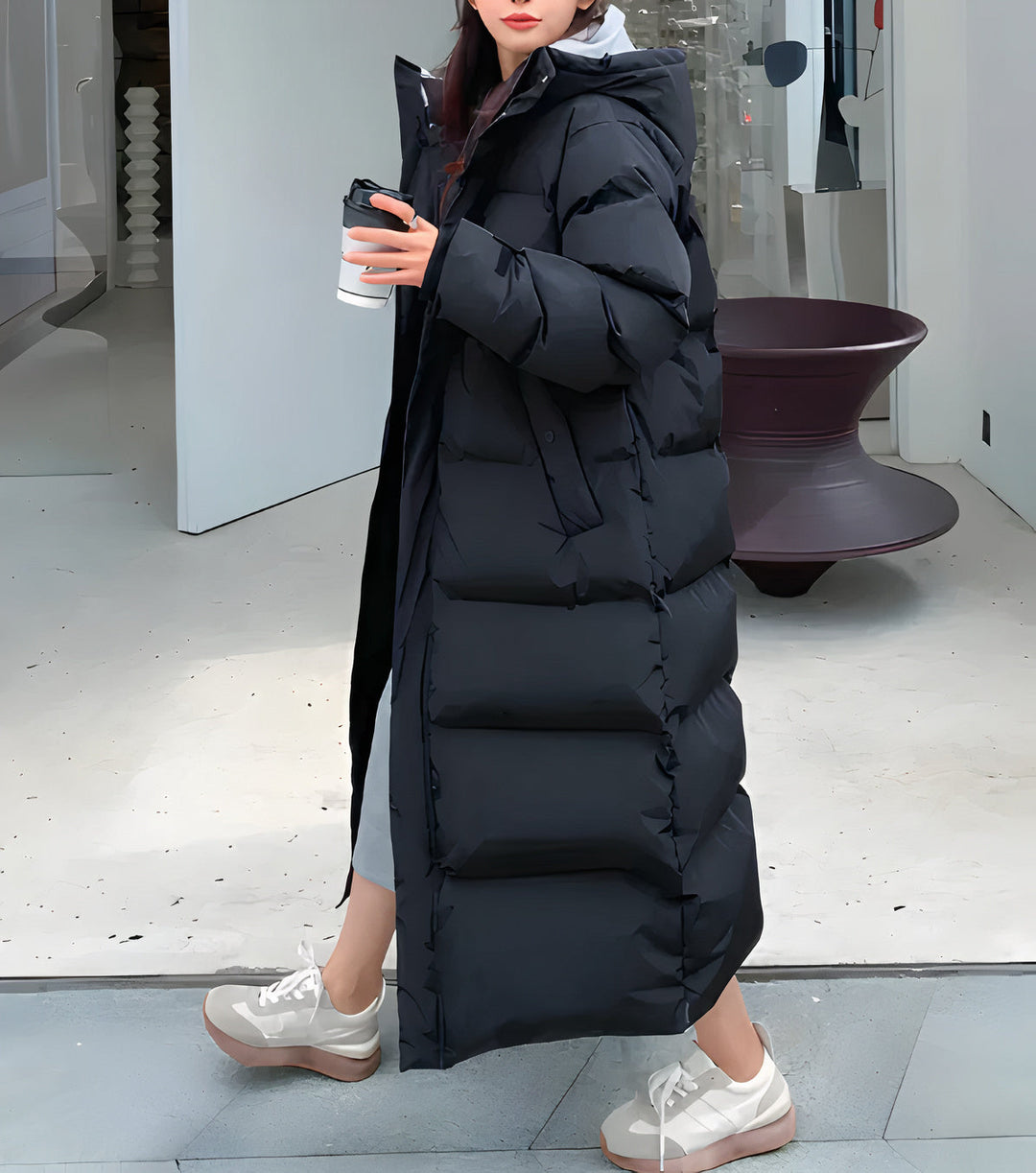 Warme Lange Winter Daunenjacke mit Kapuze für Damen