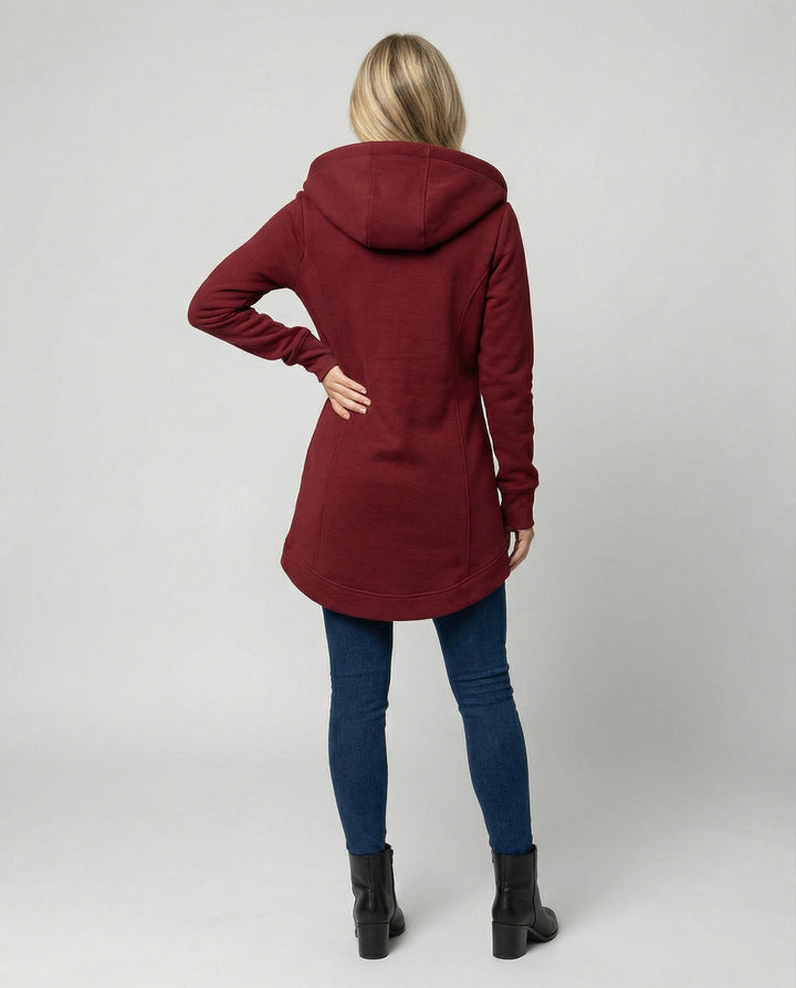 Warme Lange Winterjacke mit Kapuze für Damen