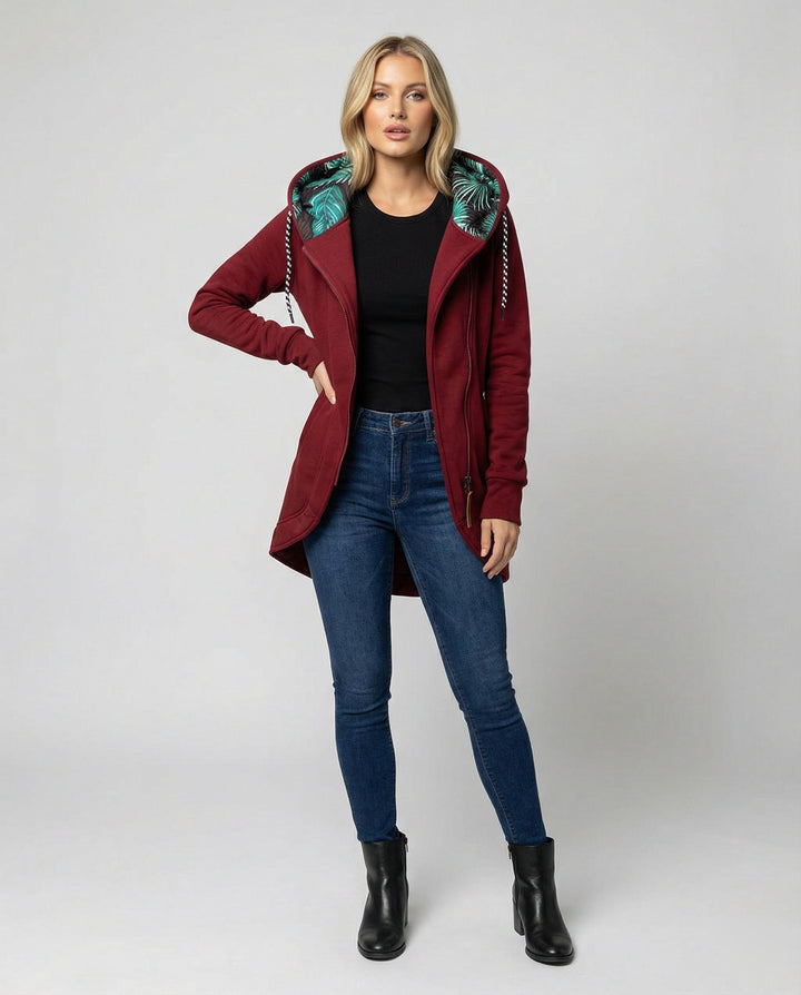 Warme Lange Winterjacke mit Kapuze für Damen