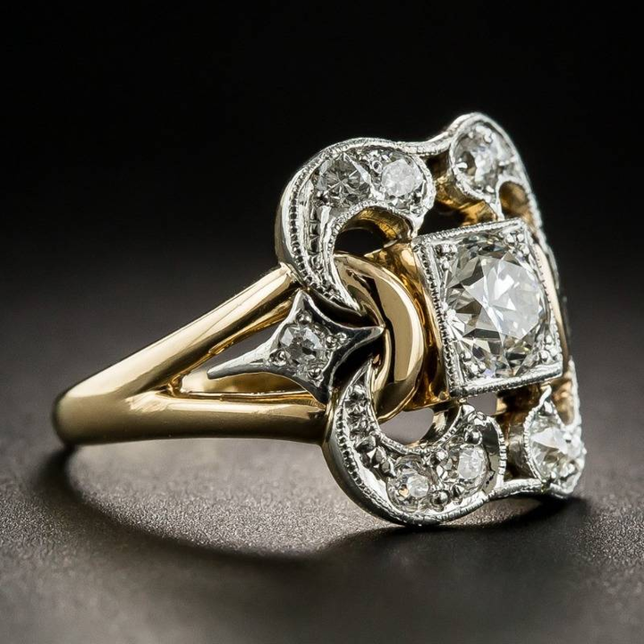 Vintage Zirkonia Goldfarbener Ring
