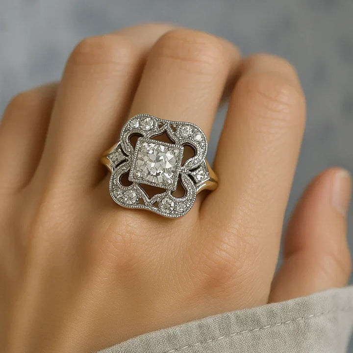 Vintage Zirkonia Goldfarbener Ring