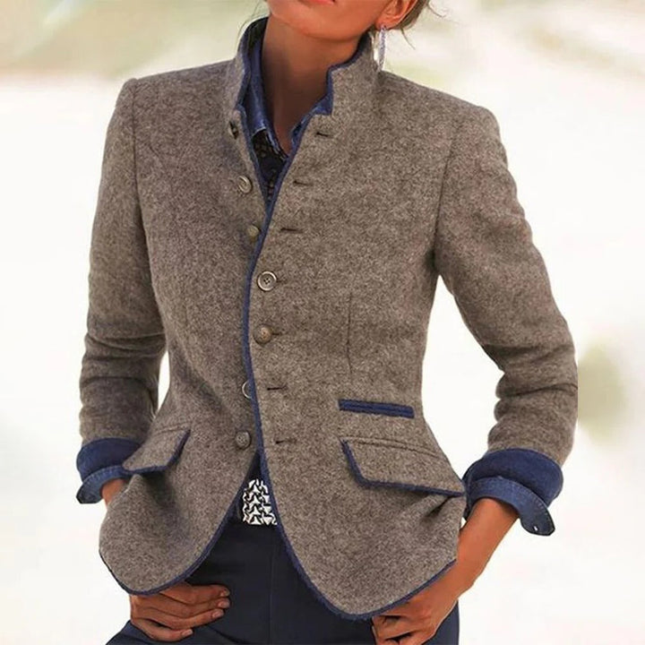 Schicker Grauer Blazer mit Stehkragen für Damen