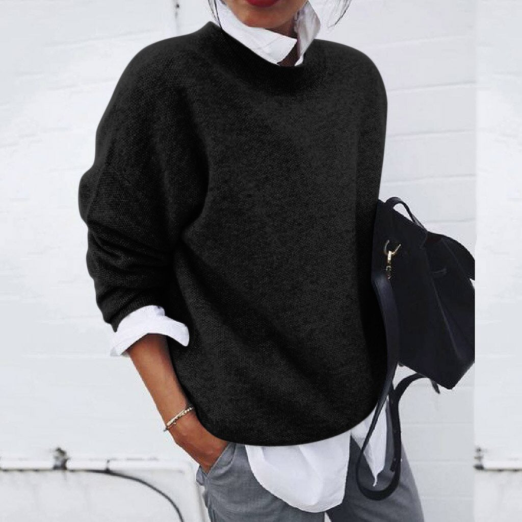 Eleganter Strickpullover mit Rundhalsausschnitt für Damen