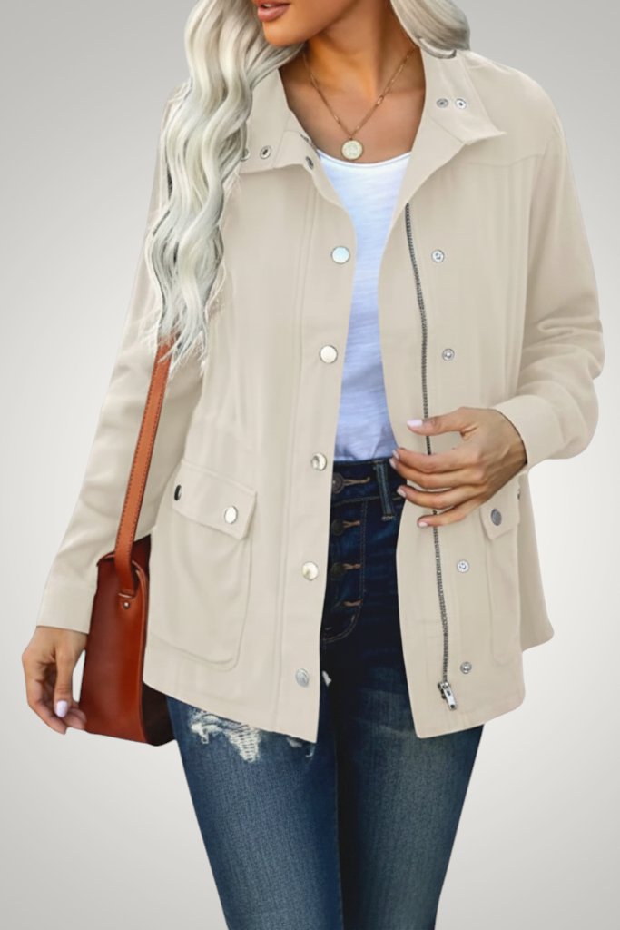 Klassische Wasserdichte Übergangsjacke mit Knöpfen für Damen