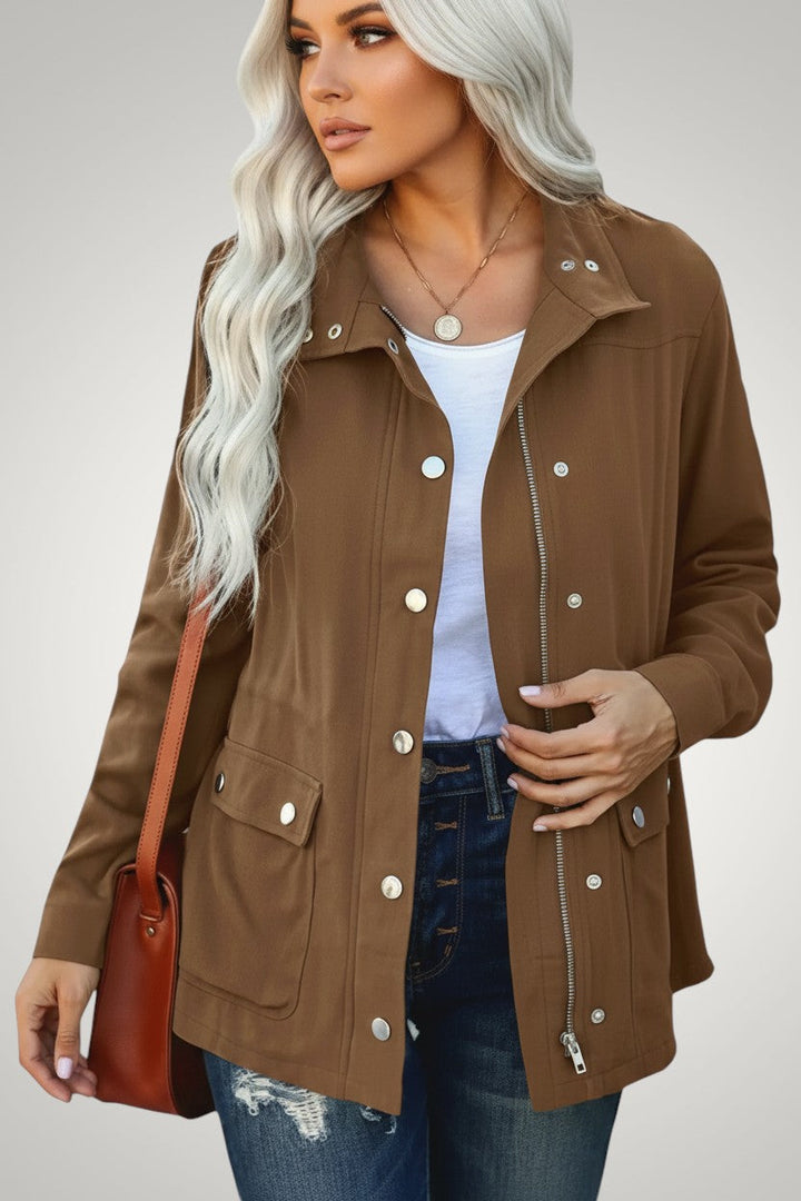 Klassische Wasserdichte Übergangsjacke mit Knöpfen für Damen