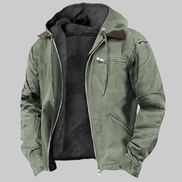 Lässige Wildleder Bikerjacke mit Kapuze für Herren